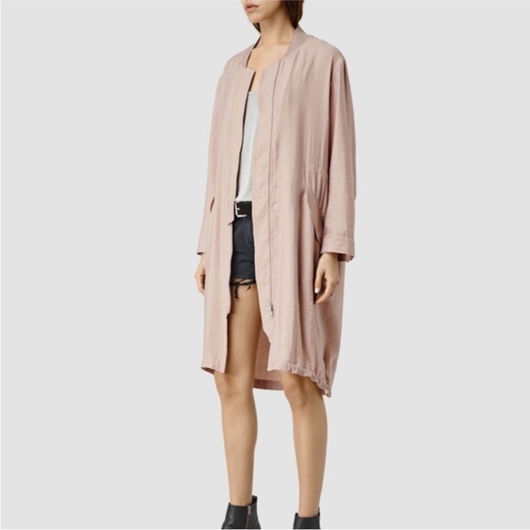 AllSaints Elio Bomber jacket sweater in dusty rose size 2 - Picture 2 of 16
